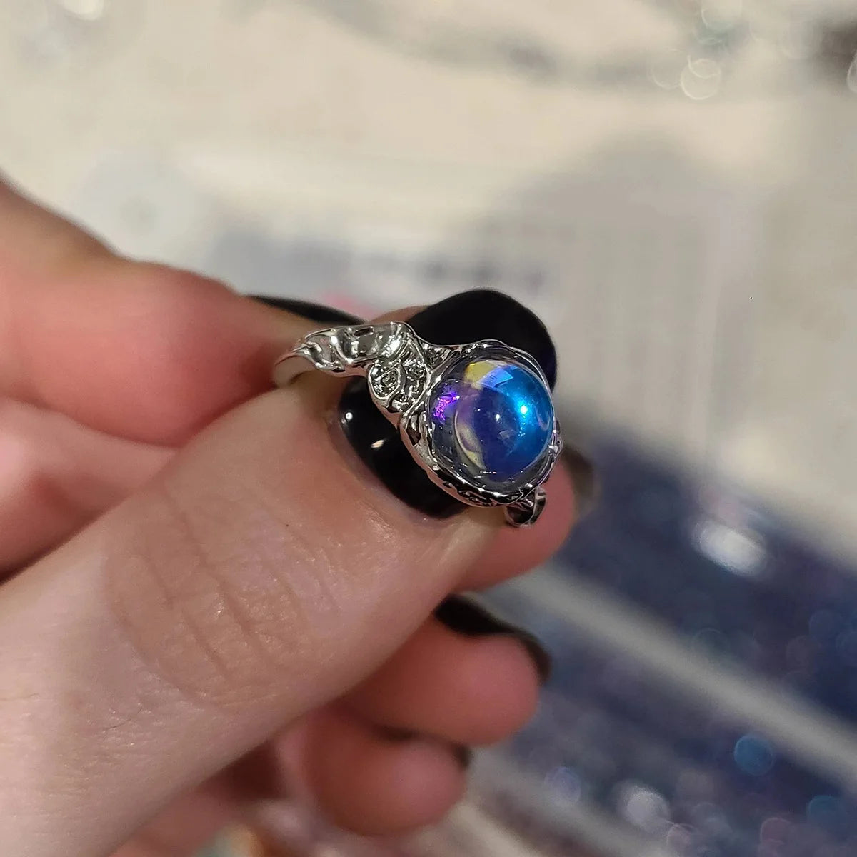 Silver Vintage Geometric Open Ring