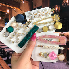 Pearl Crystal Hair Clip Set