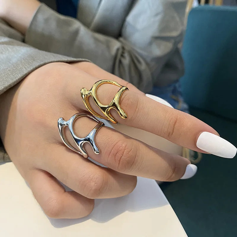 Silver Vintage Geometric Open Ring