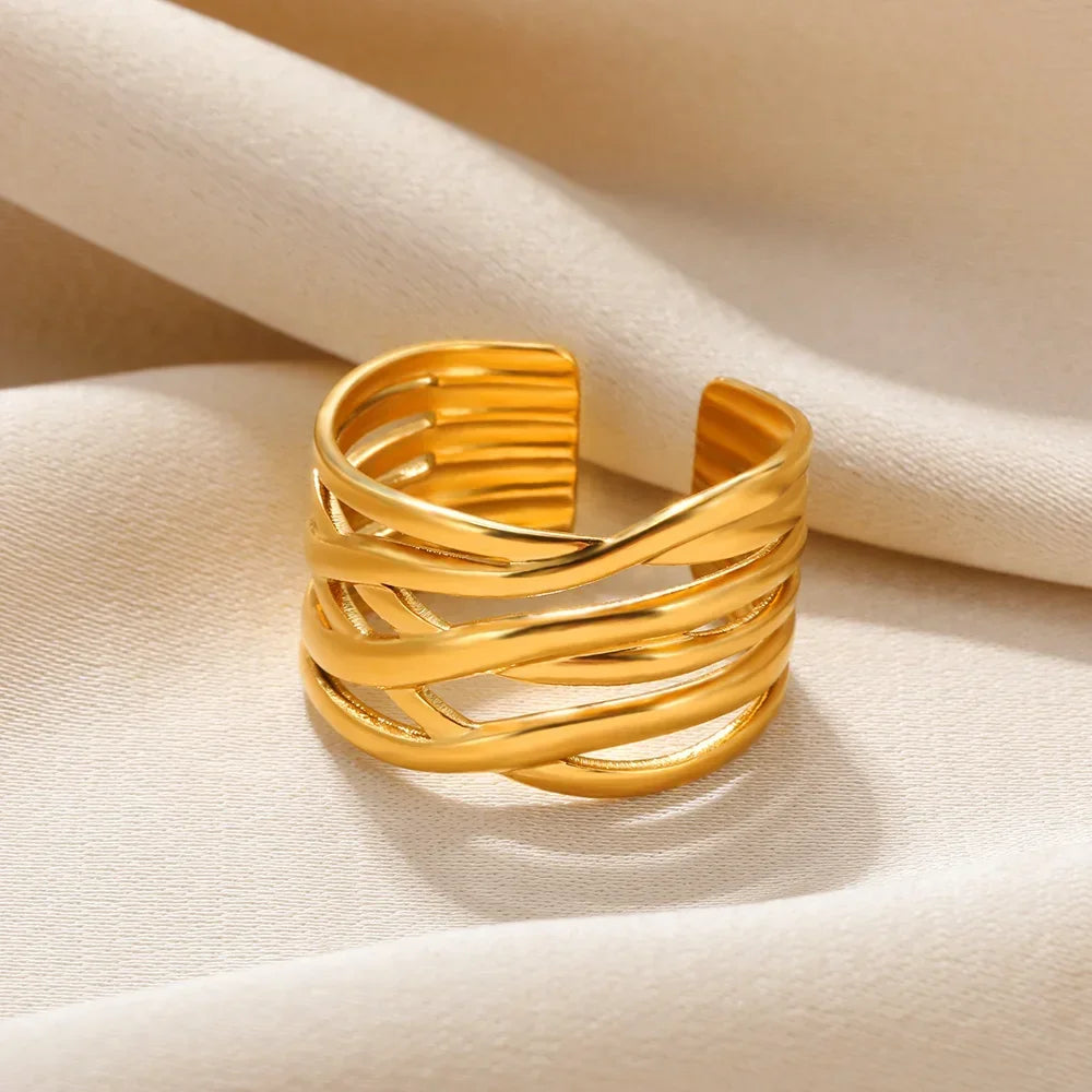 Gold Heart Stainless Steel Ring
