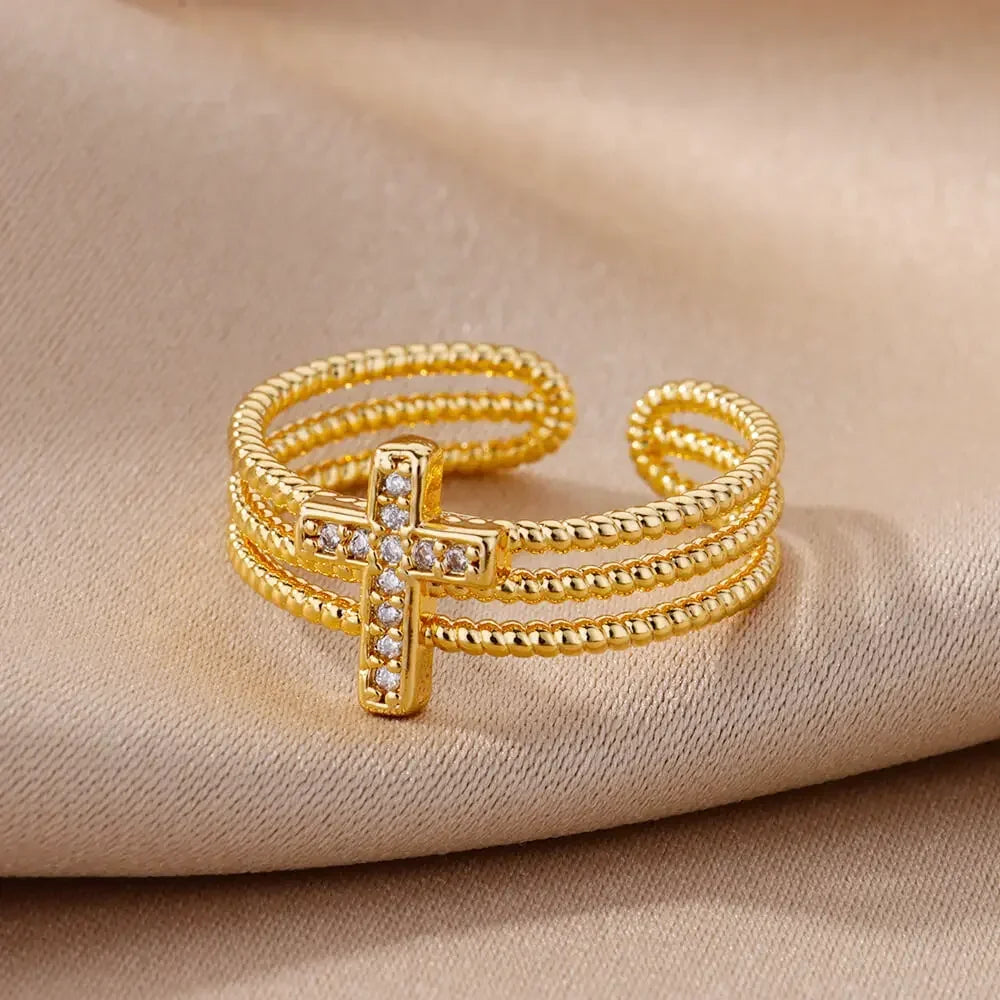 Gold Heart Stainless Steel Ring