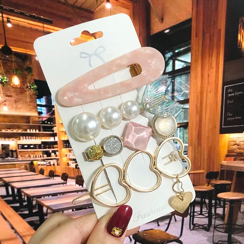 Pearl Crystal Hair Clip Set