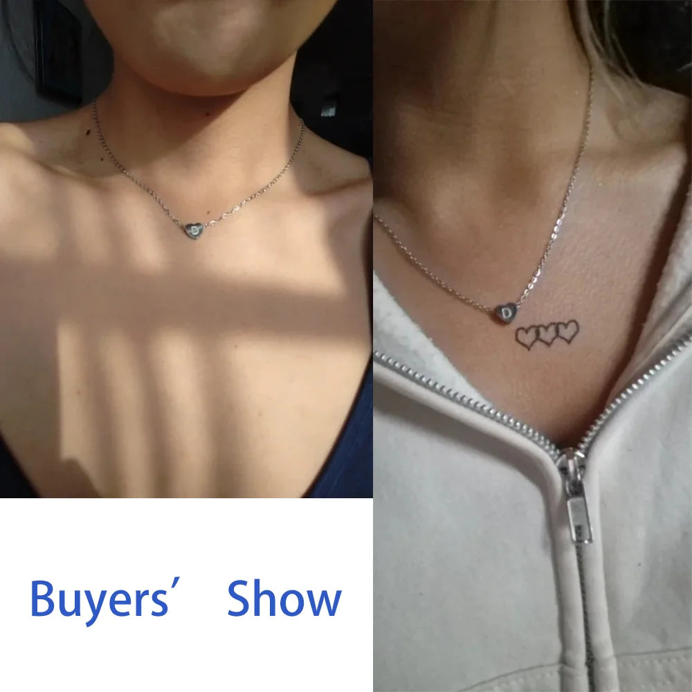 Stainless Steel Heart Initial Necklace