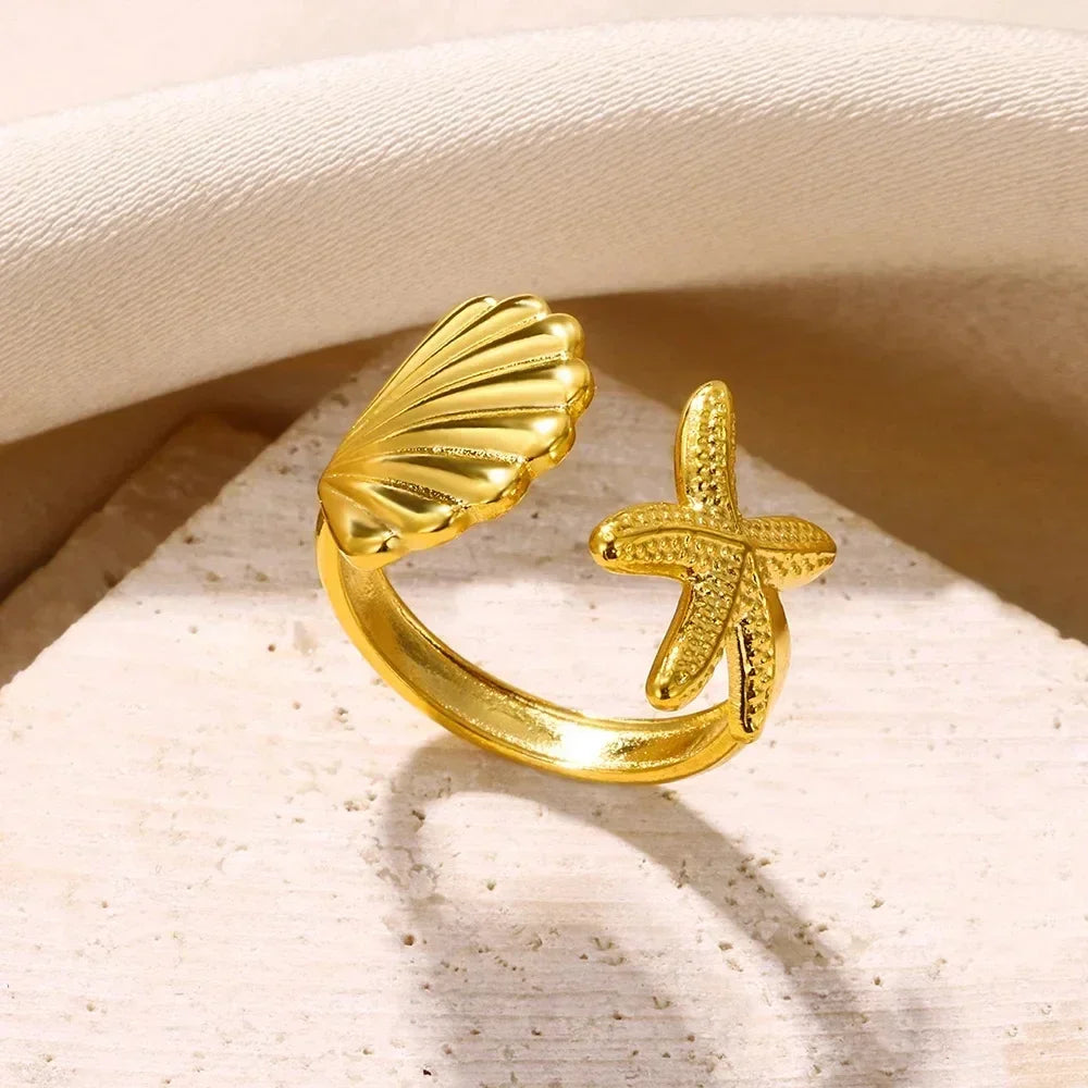 Gold Heart Stainless Steel Ring