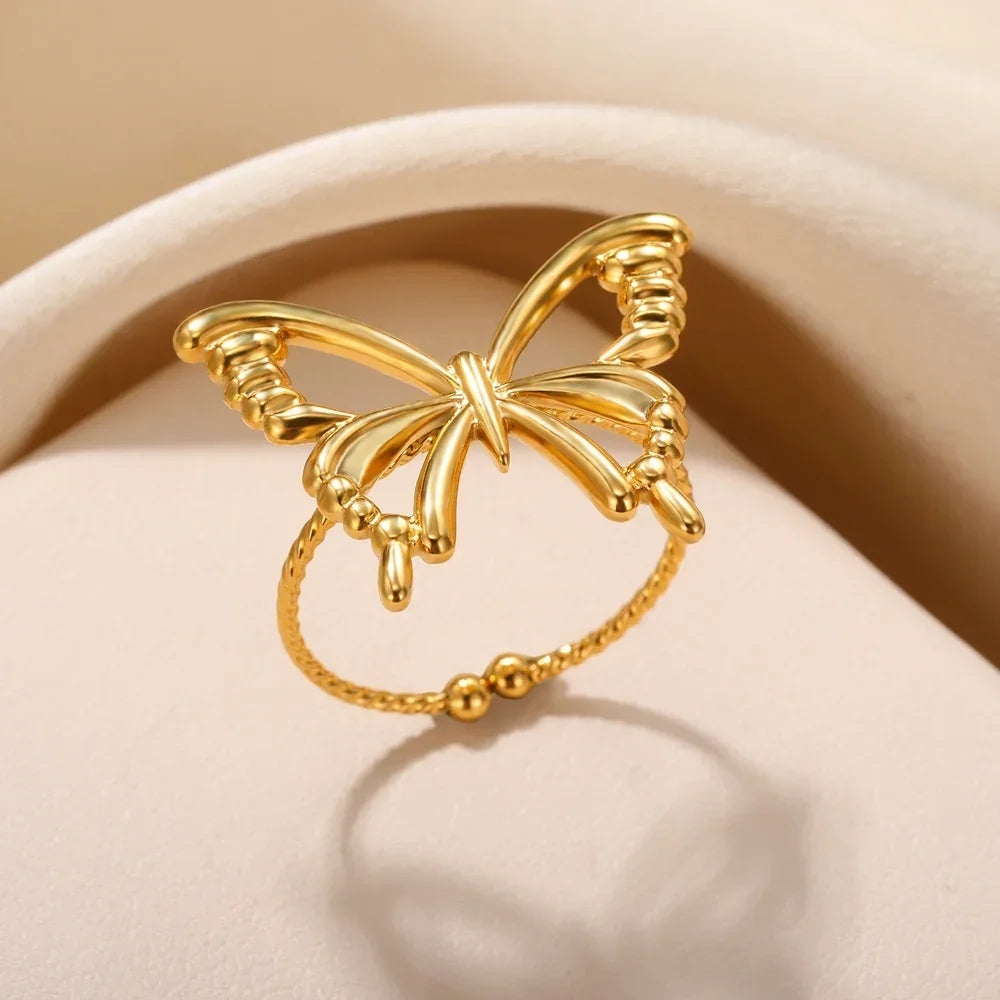 Gold Heart Stainless Steel Ring
