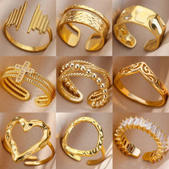 Gold Heart Stainless Steel Ring