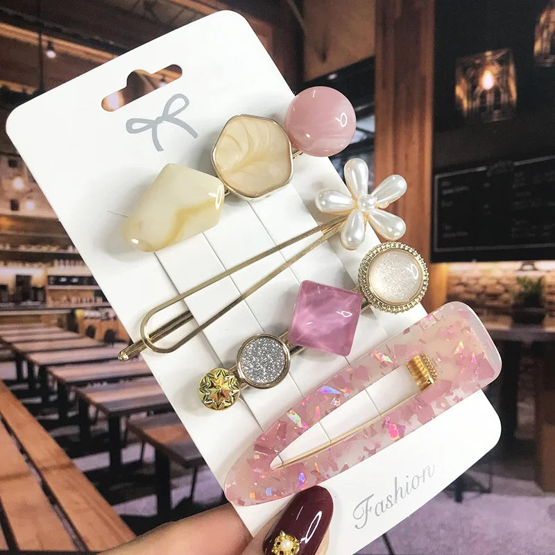 Pearl Crystal Hair Clip Set