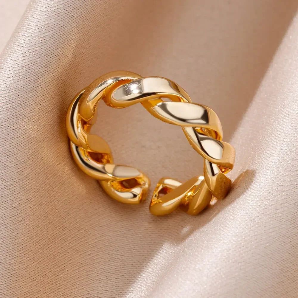 Gold Heart Stainless Steel Ring