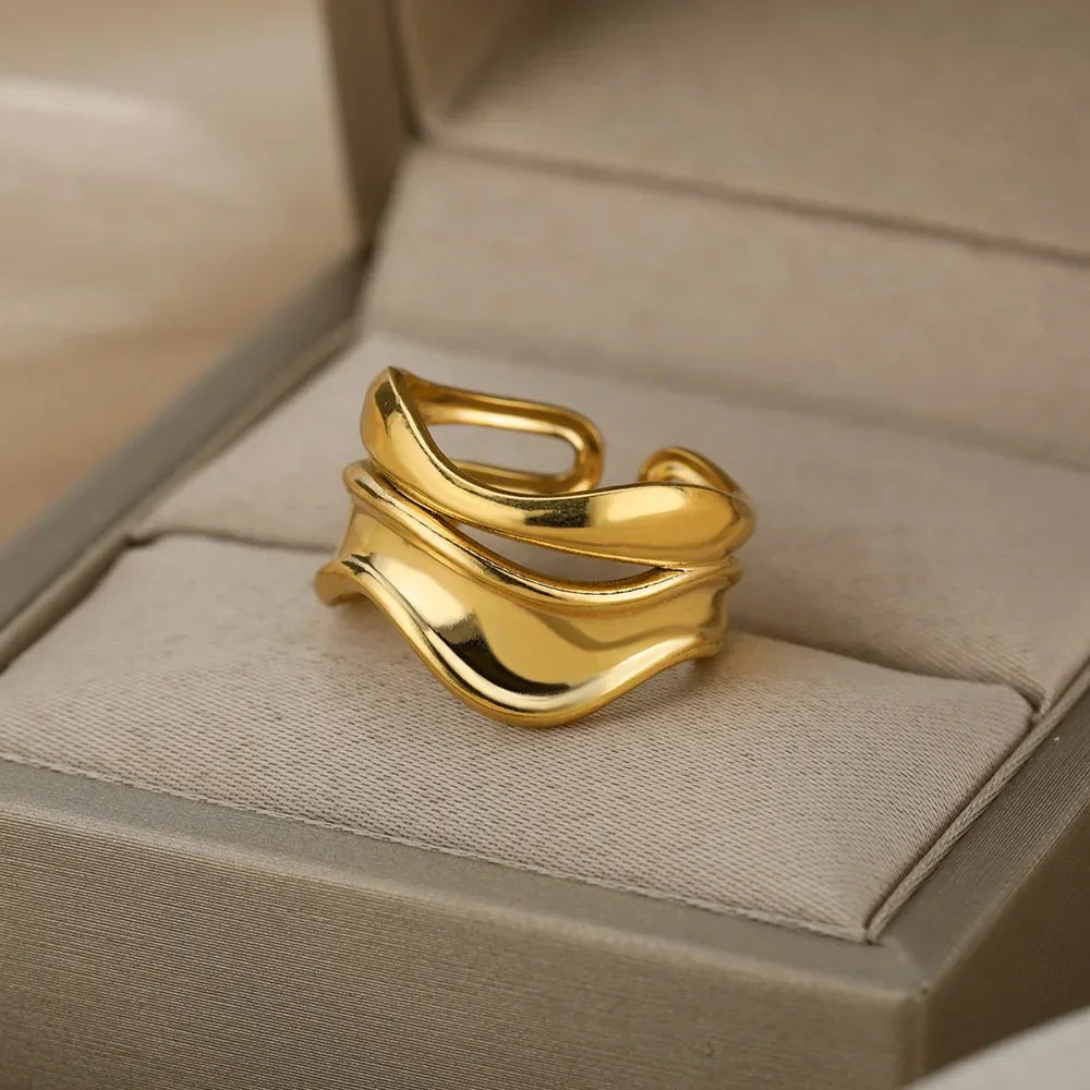 Gold Heart Stainless Steel Ring