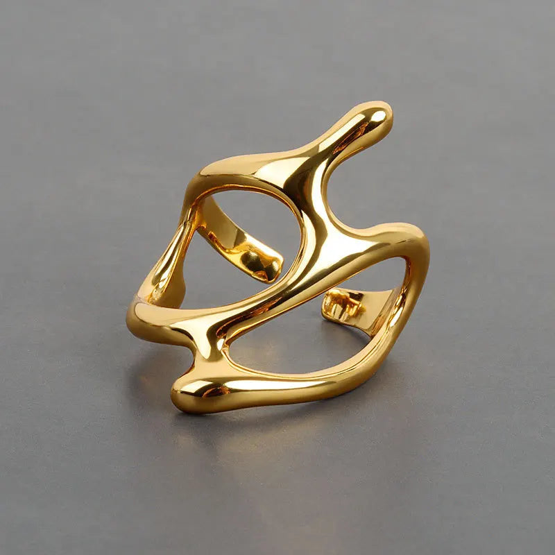 Silver Vintage Geometric Open Ring
