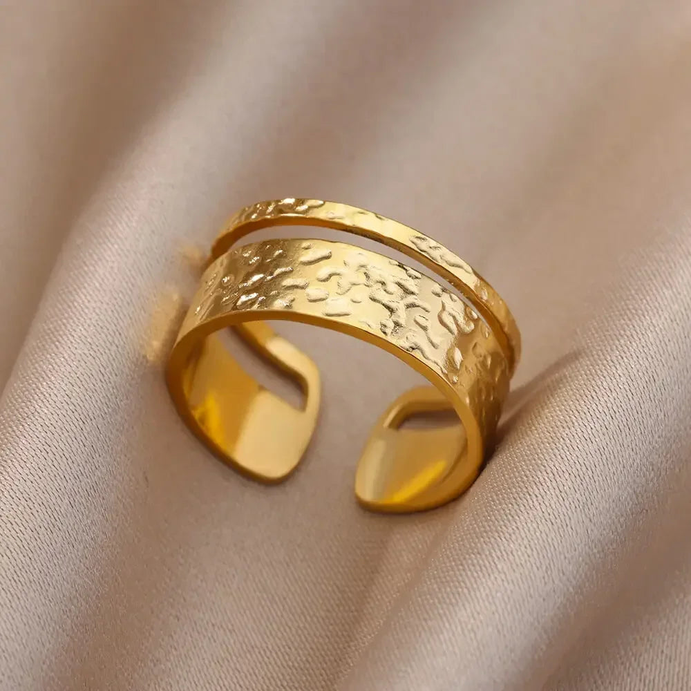 Gold Heart Stainless Steel Ring