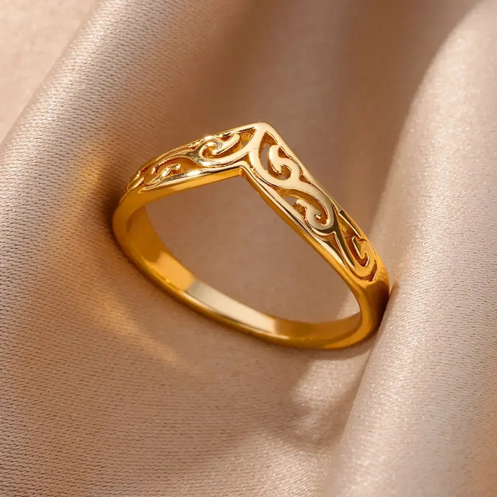 Gold Heart Stainless Steel Ring