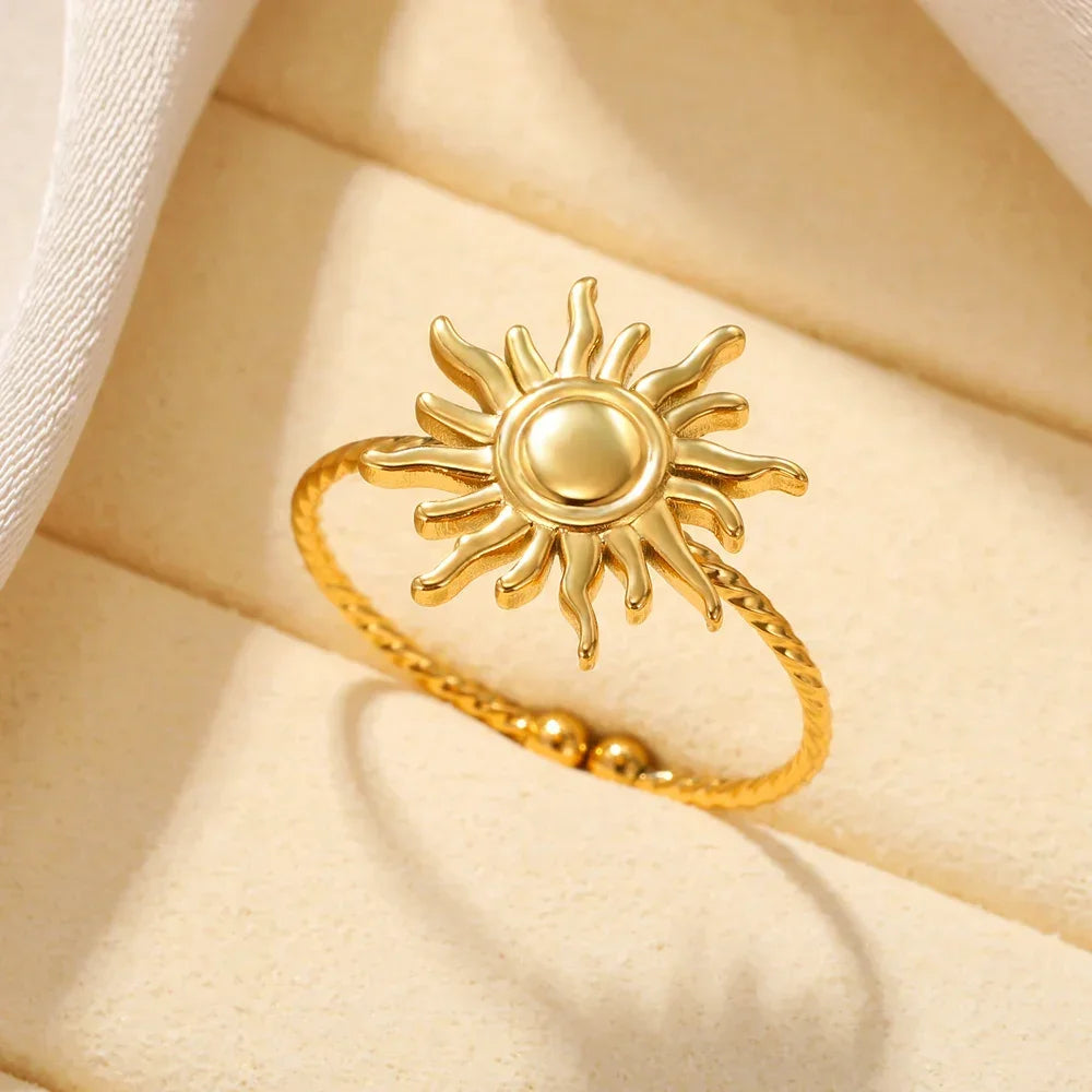 Gold Heart Stainless Steel Ring