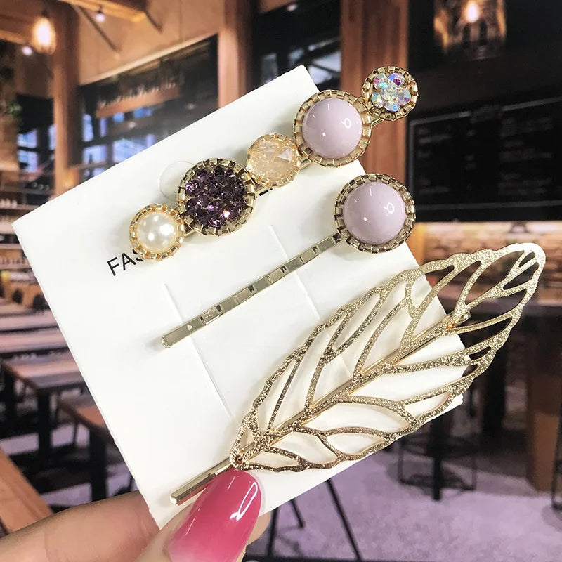 Pearl Crystal Hair Clip Set