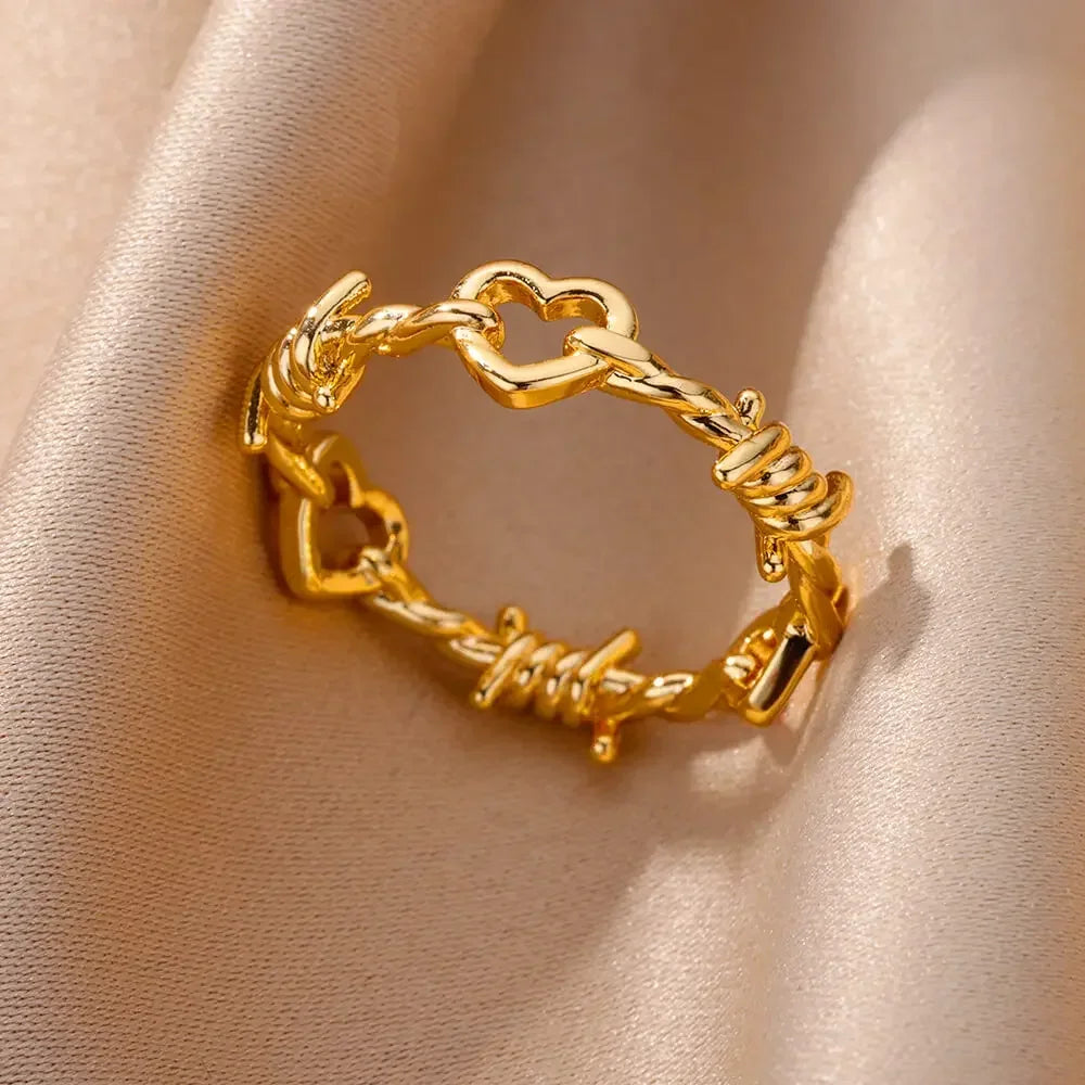 Gold Heart Stainless Steel Ring