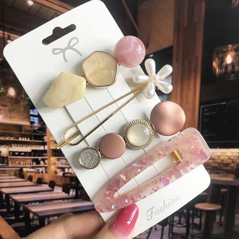 Pearl Crystal Hair Clip Set
