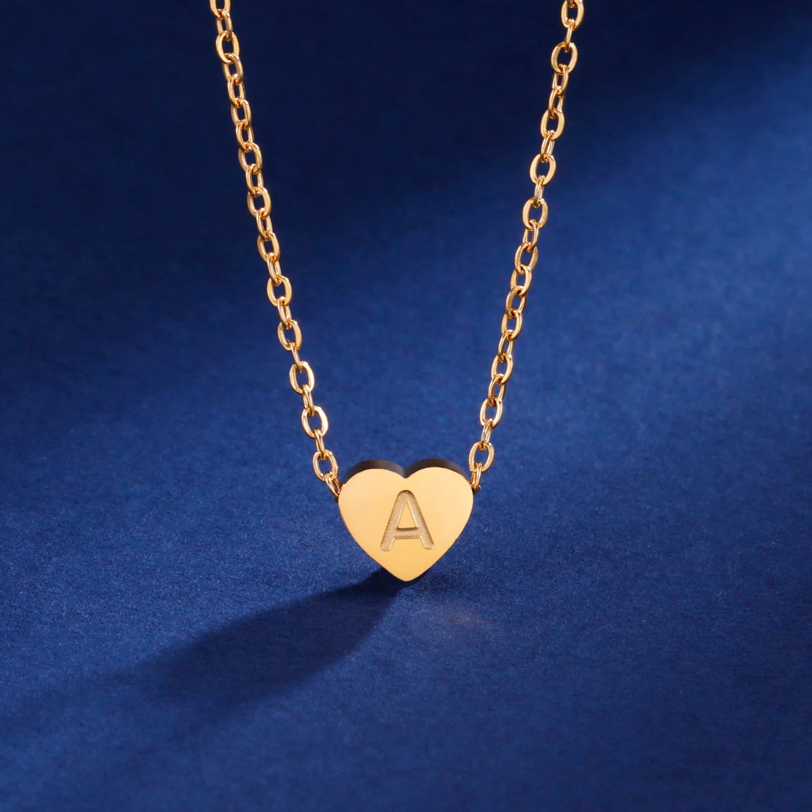 Stainless Steel Heart Initial Necklace