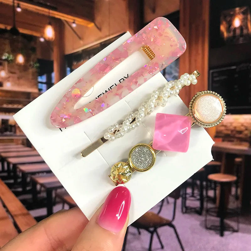Pearl Crystal Hair Clip Set