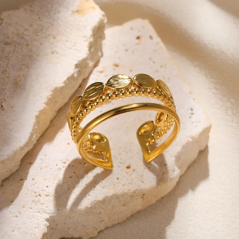 Gold Heart Stainless Steel Ring