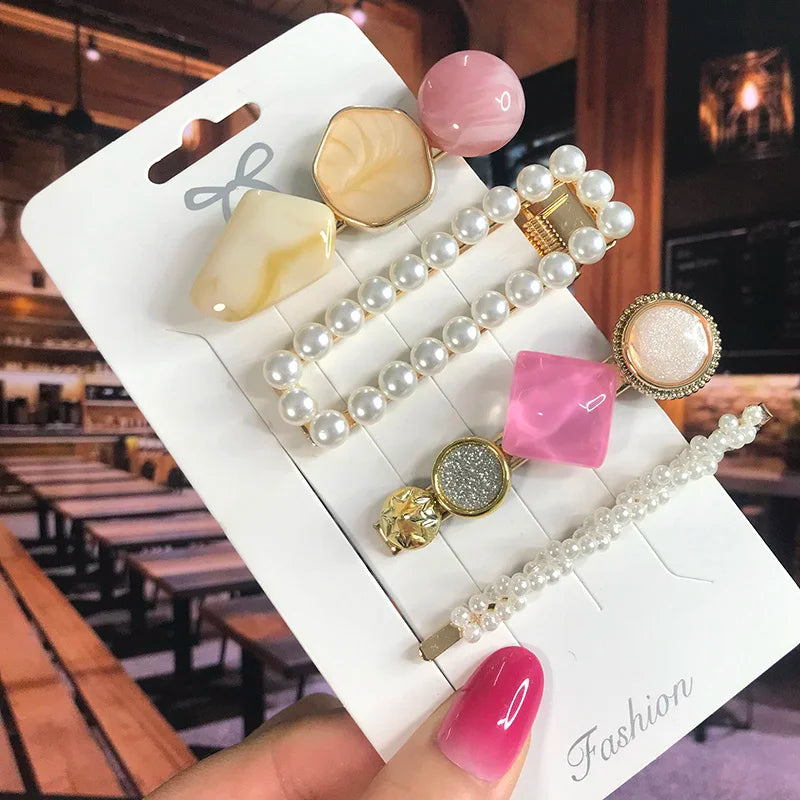 Pearl Crystal Hair Clip Set