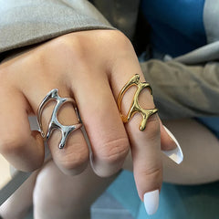 Silver Vintage Geometric Open Ring