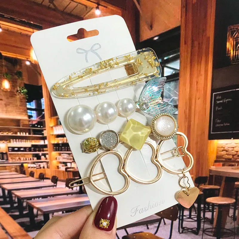 Pearl Crystal Hair Clip Set