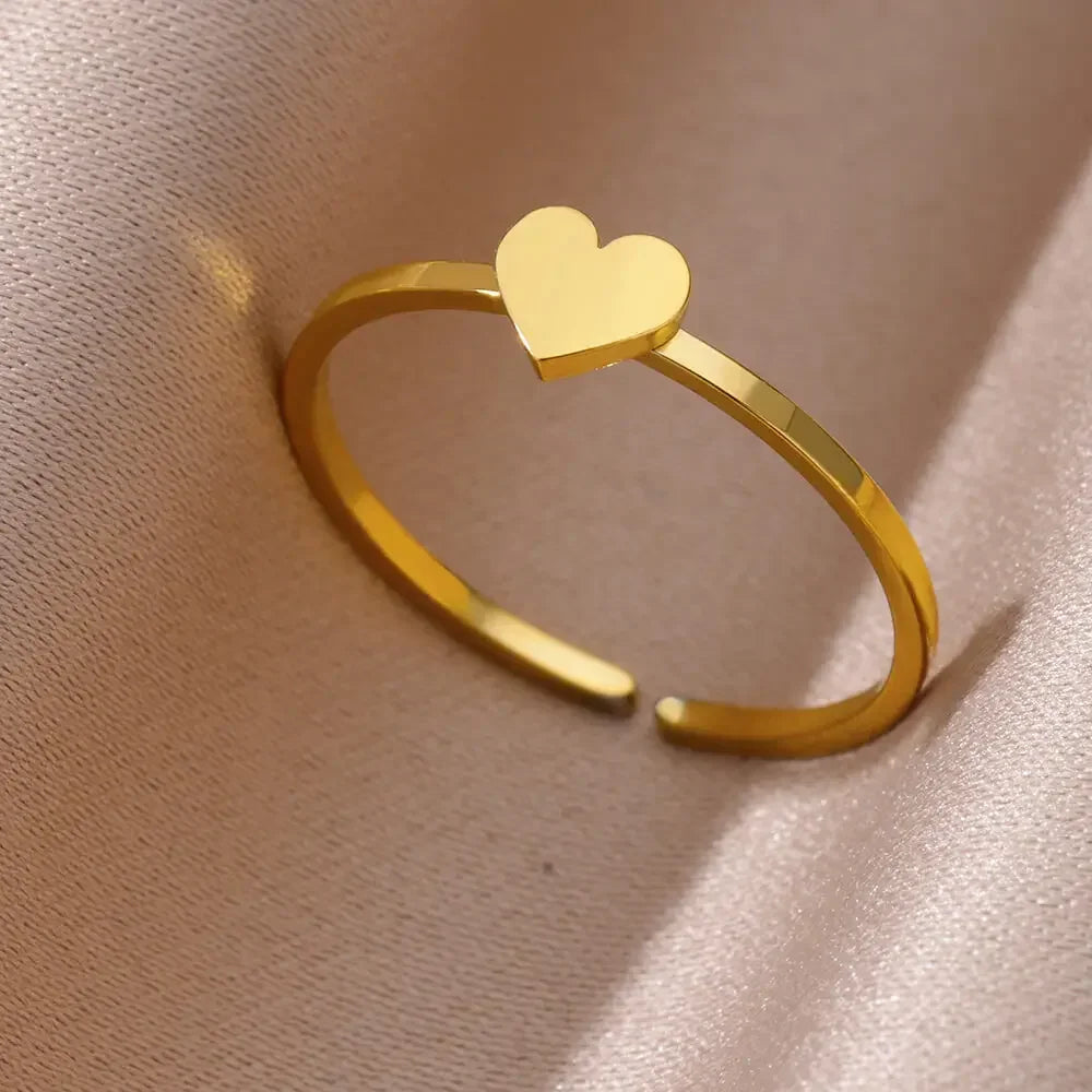 Gold Heart Stainless Steel Ring
