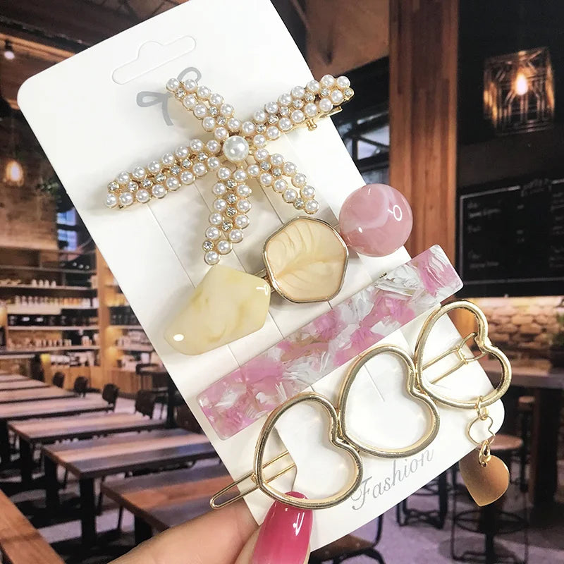 Pearl Crystal Hair Clip Set