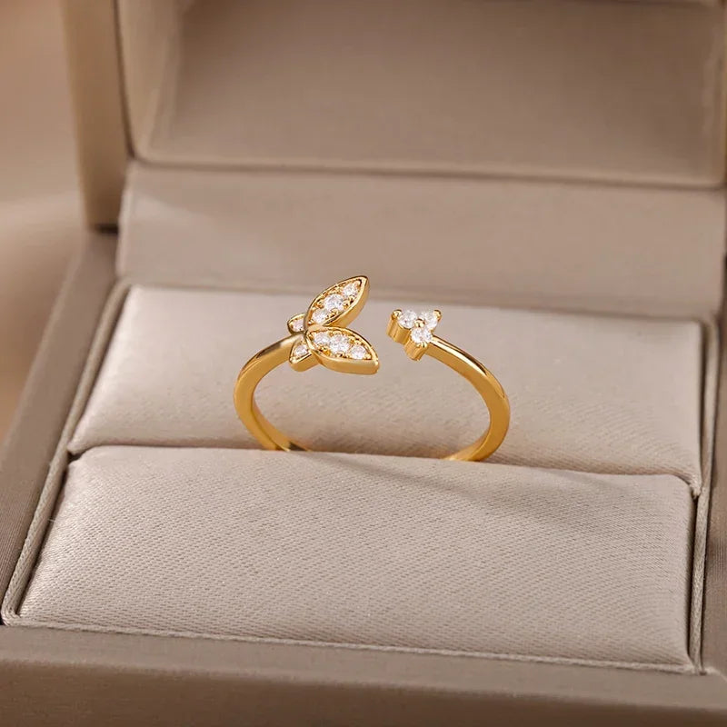 Gold Heart Stainless Steel Ring