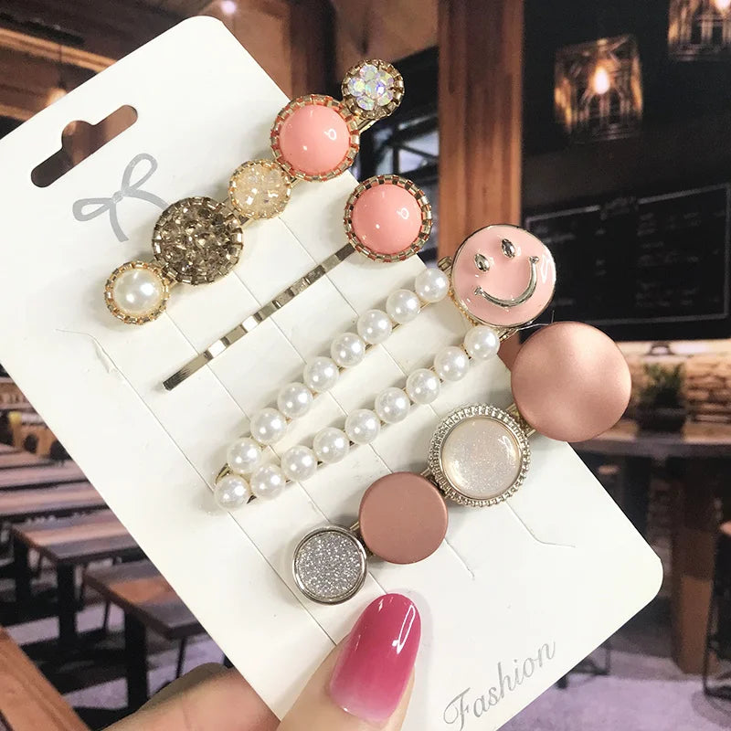Pearl Crystal Hair Clip Set