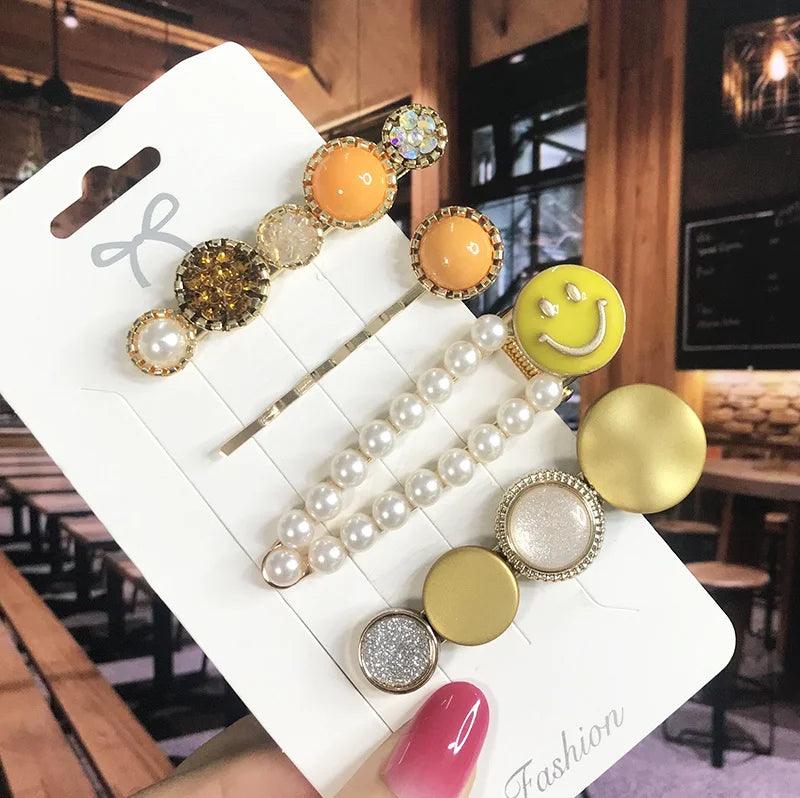 Pearl Crystal Hair Clip Set