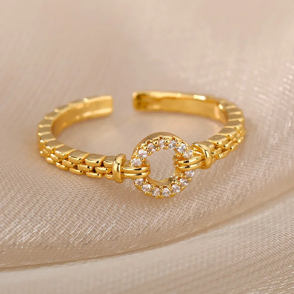 Gold Heart Stainless Steel Ring