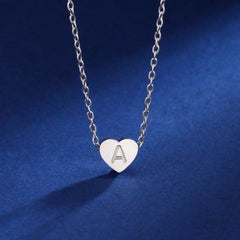 Stainless Steel Heart Initial Necklace