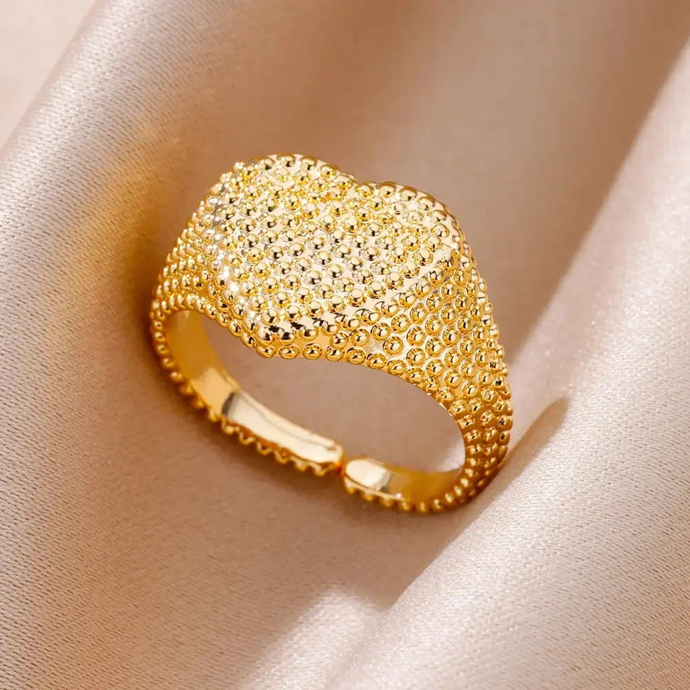 Gold Heart Stainless Steel Ring