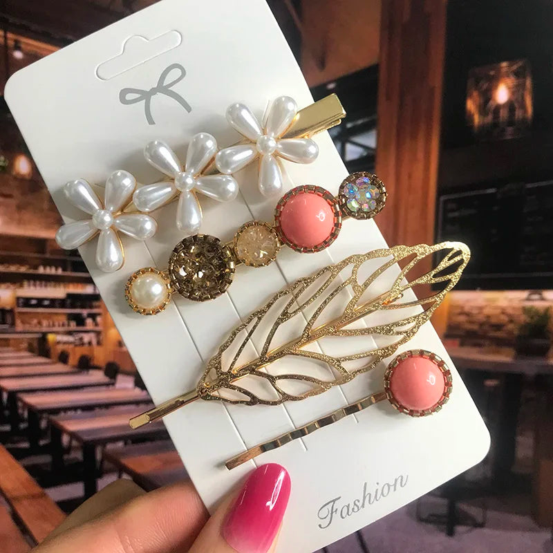 Pearl Crystal Hair Clip Set