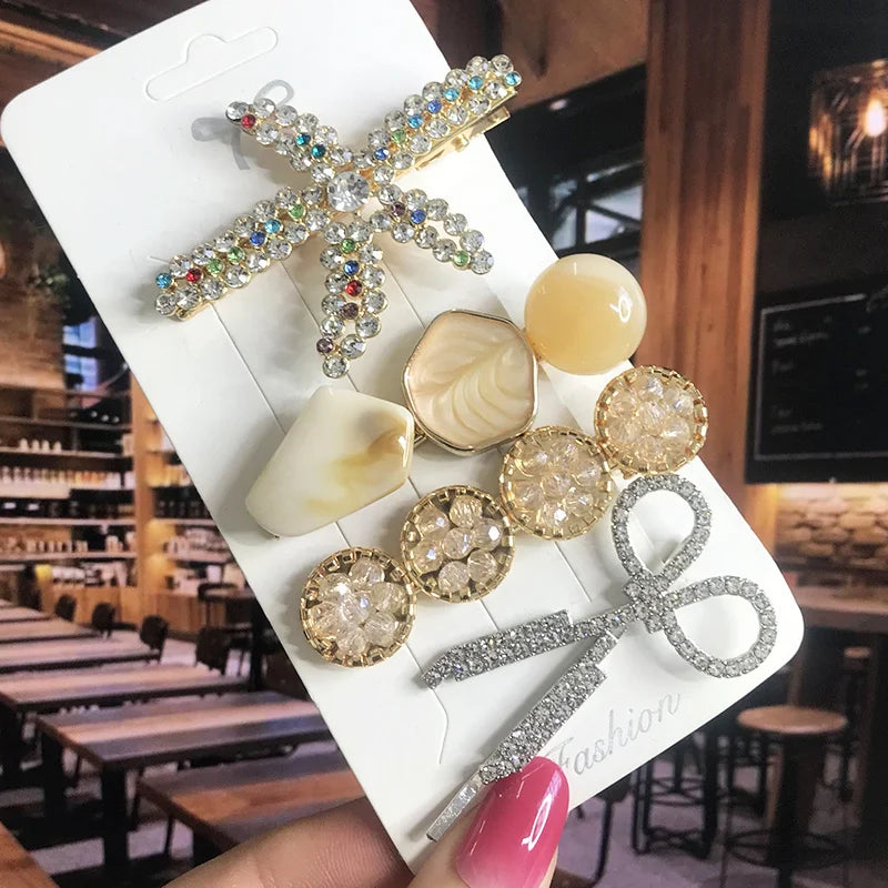 Pearl Crystal Hair Clip Set