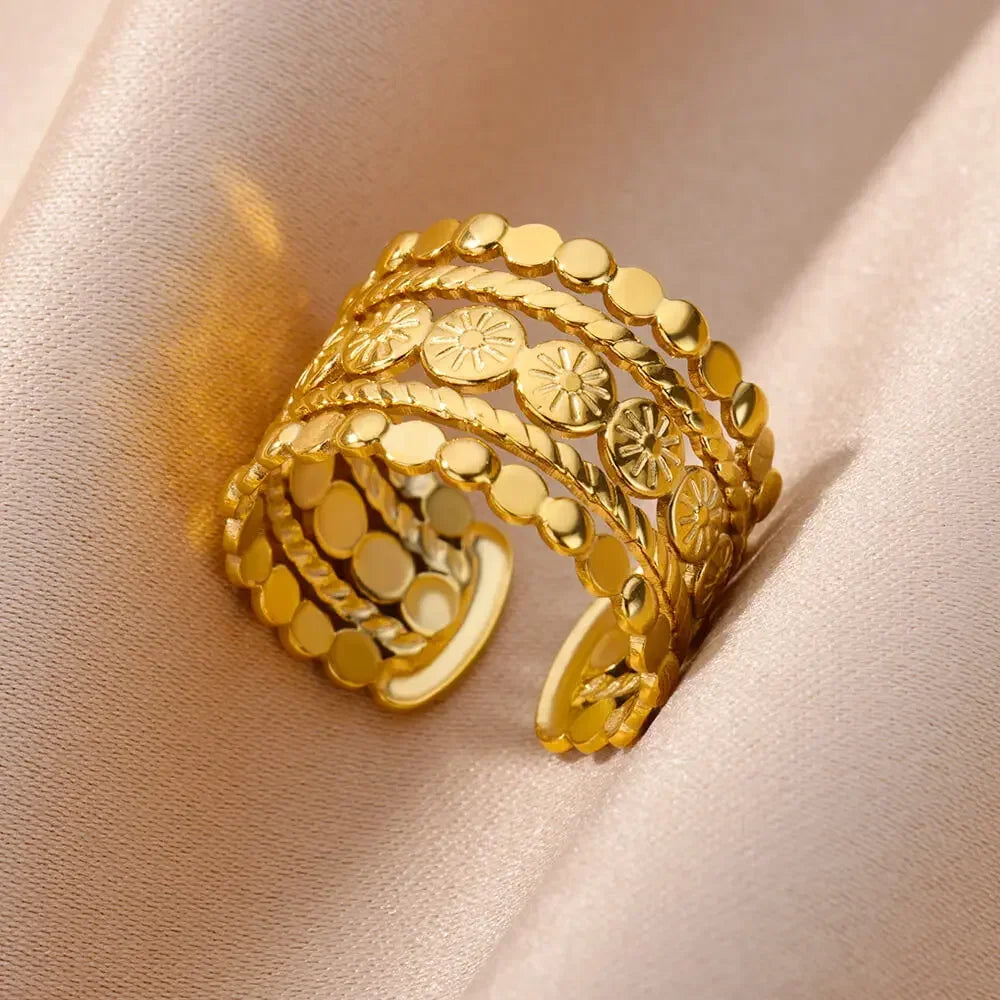 Gold Heart Stainless Steel Ring